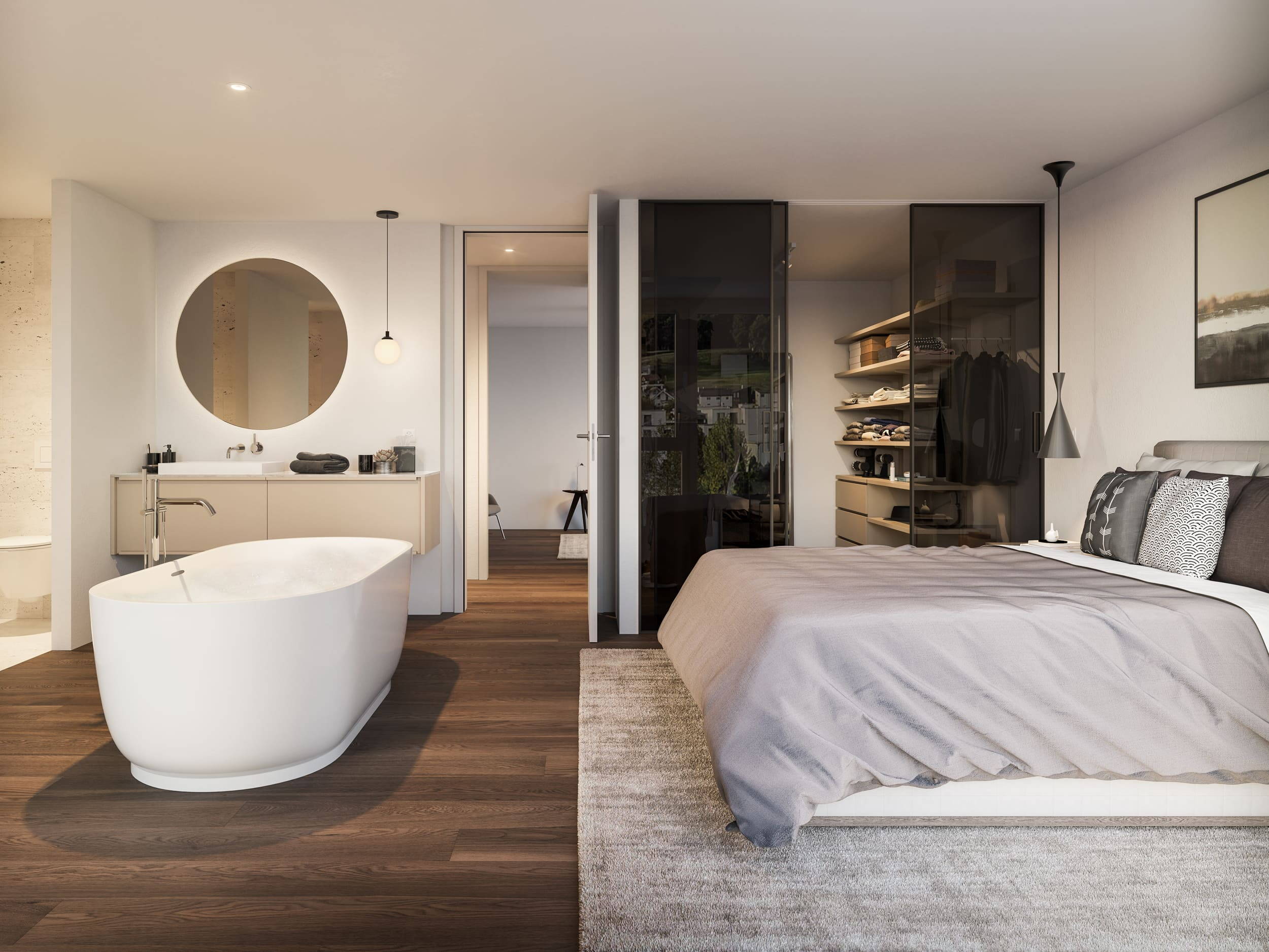 Penthouse | Masterbedroom mit Bad-en-Suite